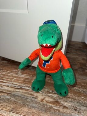 University Gators Green Plush Alligator Mascot Toy with Orange Jersey